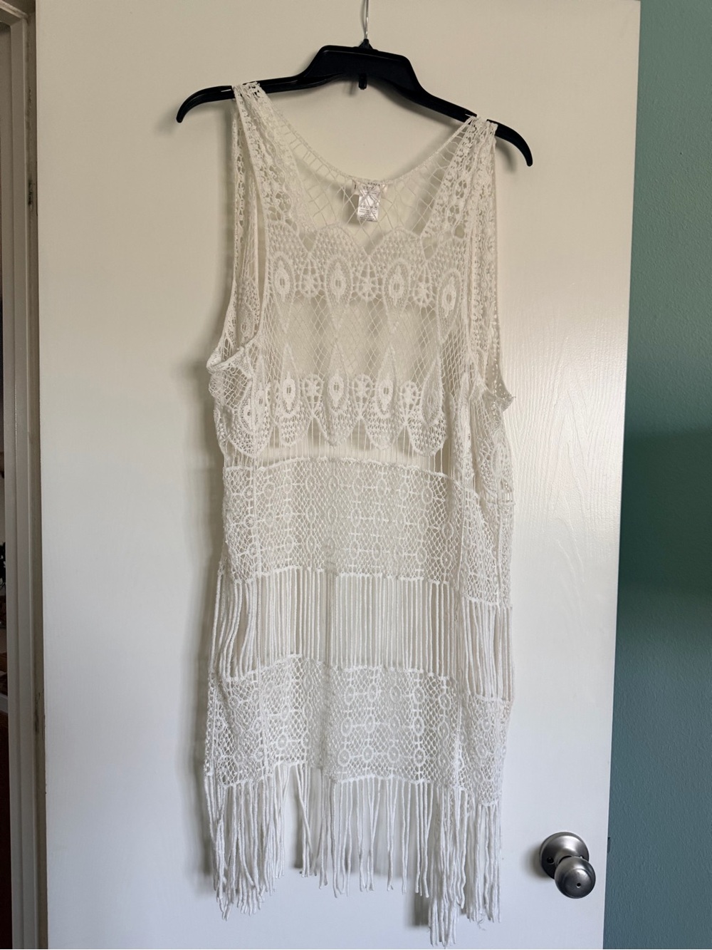 Dizzy Lizzy One Size 100% Cotton Crochet Fringe Vest Duster Boho